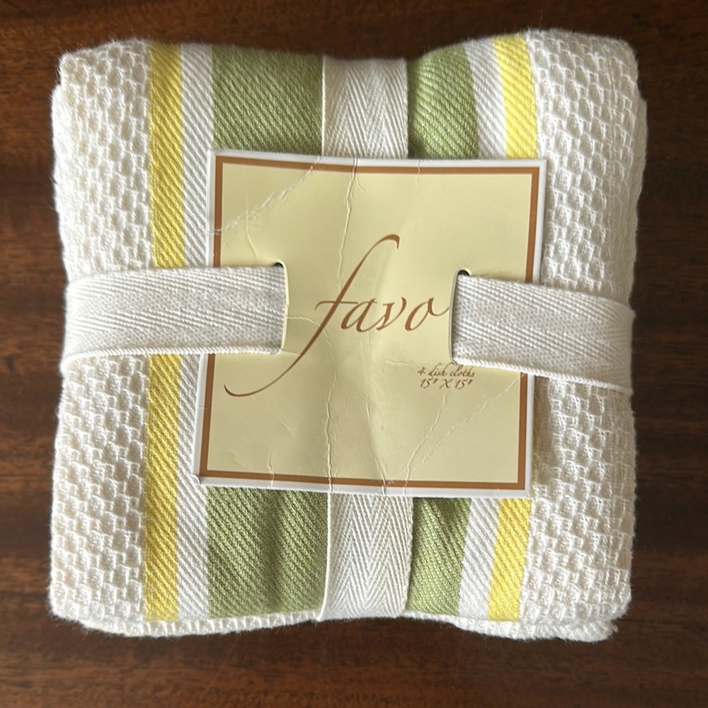 Yellow, White and Green Bath Towel Set S/4